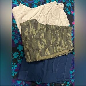 Set of Three Capris- Tan, Camouflage, and Navy